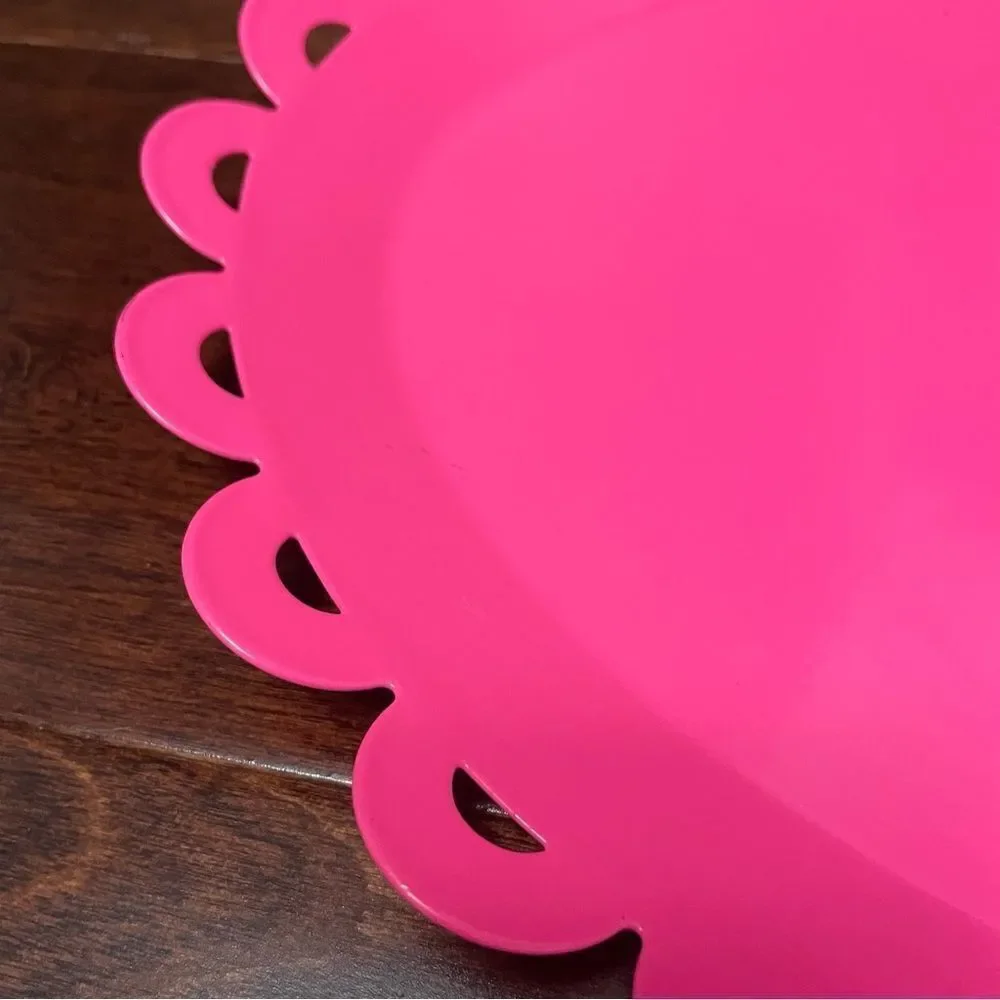 Spritz Bright Pink Doily Scalloped Serving or Vanity Tray